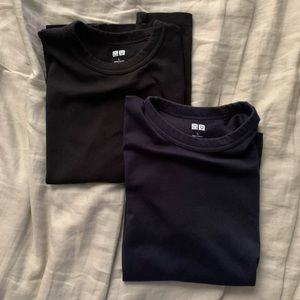Lot of 2 Uniqlo U Crew Neck Tshirts (Black, Navy)
